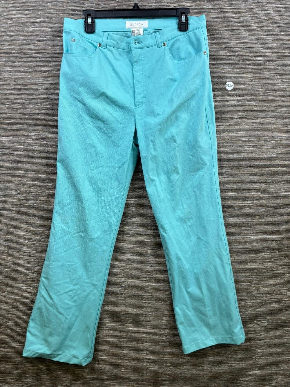 ESCADA Straight Jean Womens Sz EU 42 US 32x29 Aqua Blue High Rise Denim Stretch